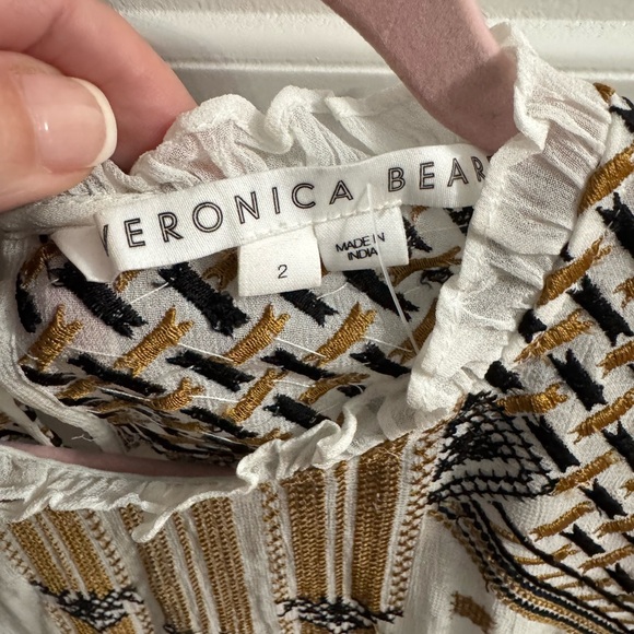 Veronica Beard Beige and Black Patterned Blouse - Picture 3 of 4